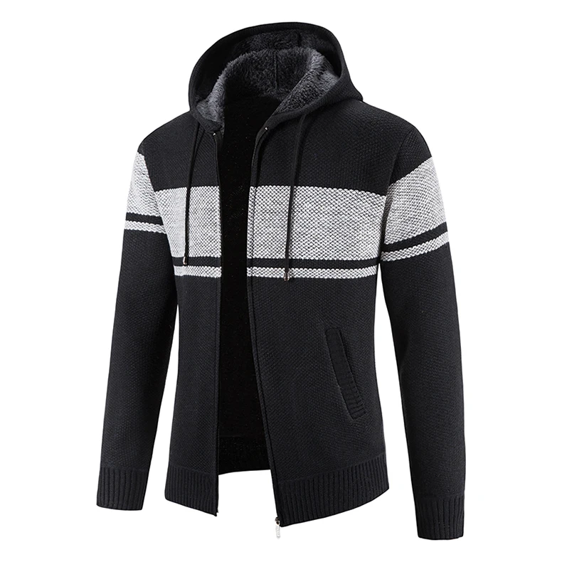 Männlich Gestrickte Casual Jacken mit Kapuze männer Pullover Mantel Y2K Hoodies Koreanische Streetwear Baseball Jumper Jersey Top Kleidung – Detail 3