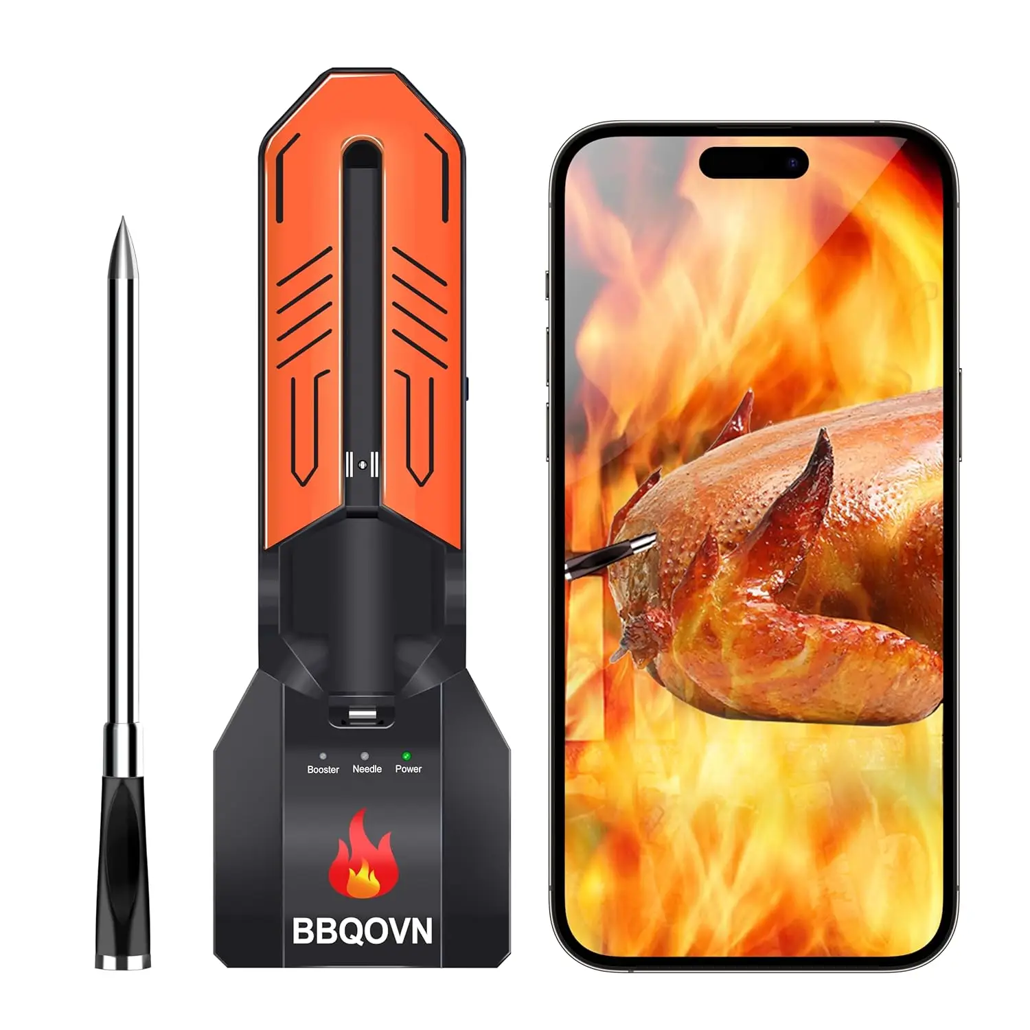 

WiFi Bluetooth Wireless Meat Thermometer, Unlimited Range, 7 NIST Certified Accuracy Sensors with Ambient Temp Remote