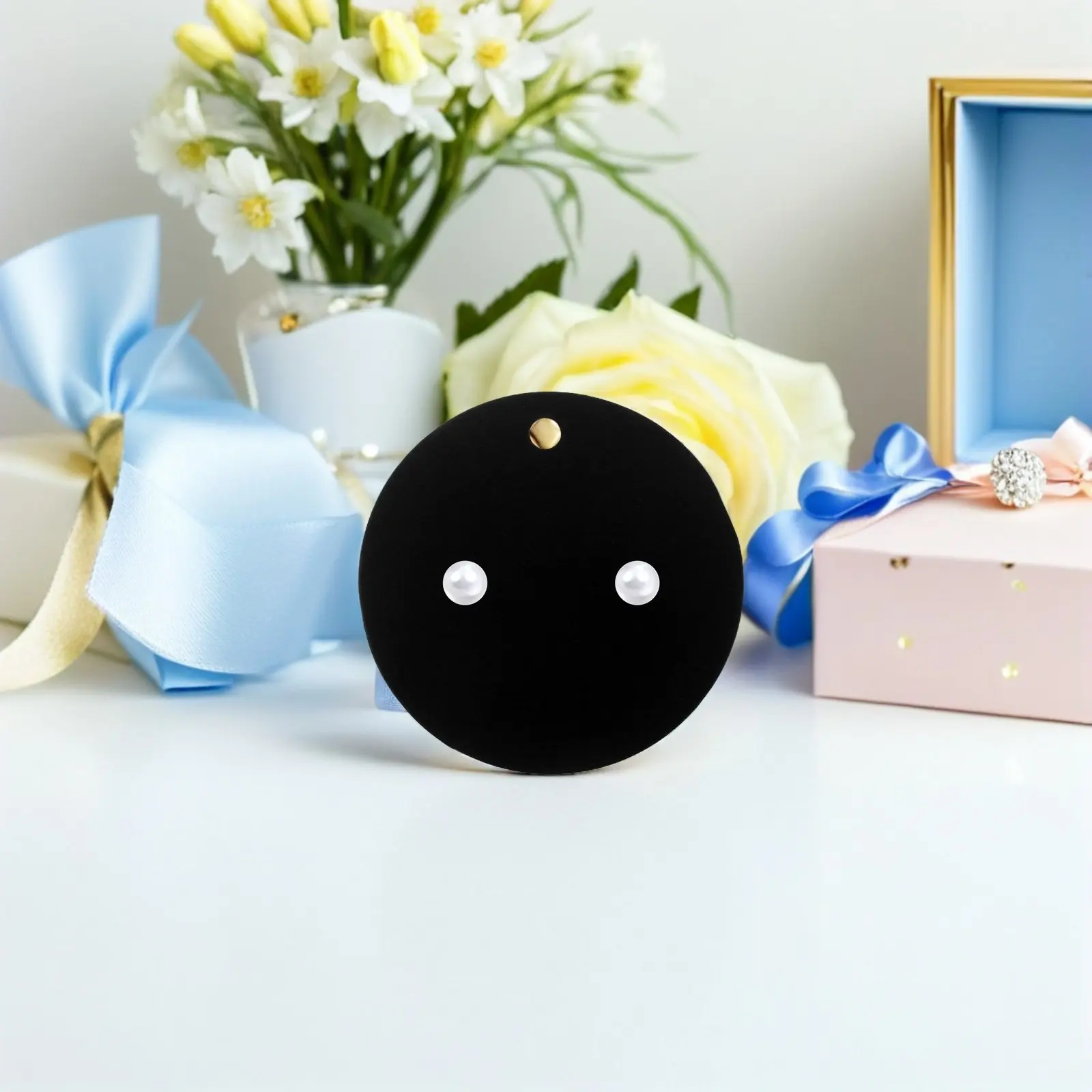 

100Pcs Earrings Packaging Round Black Display Cards 2 Inch Hanging Tags Jewelry Retail Supplies Small Business