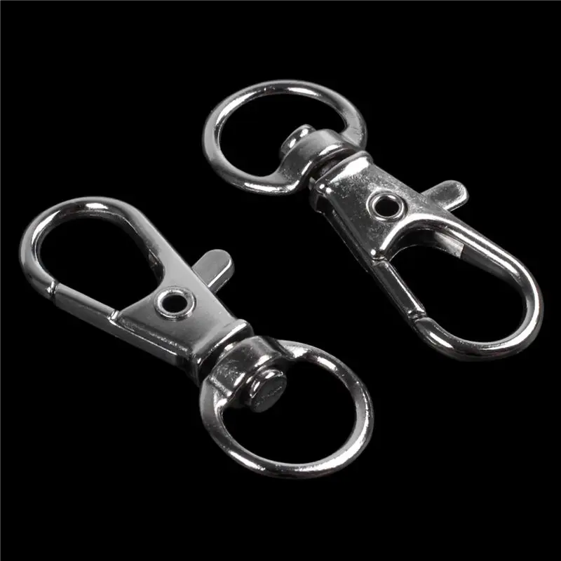 HLZS-200Pcs Metal Clasp Swivel Trigger Clips Snap Hooks Key Ring Bags DIY Craft Silver