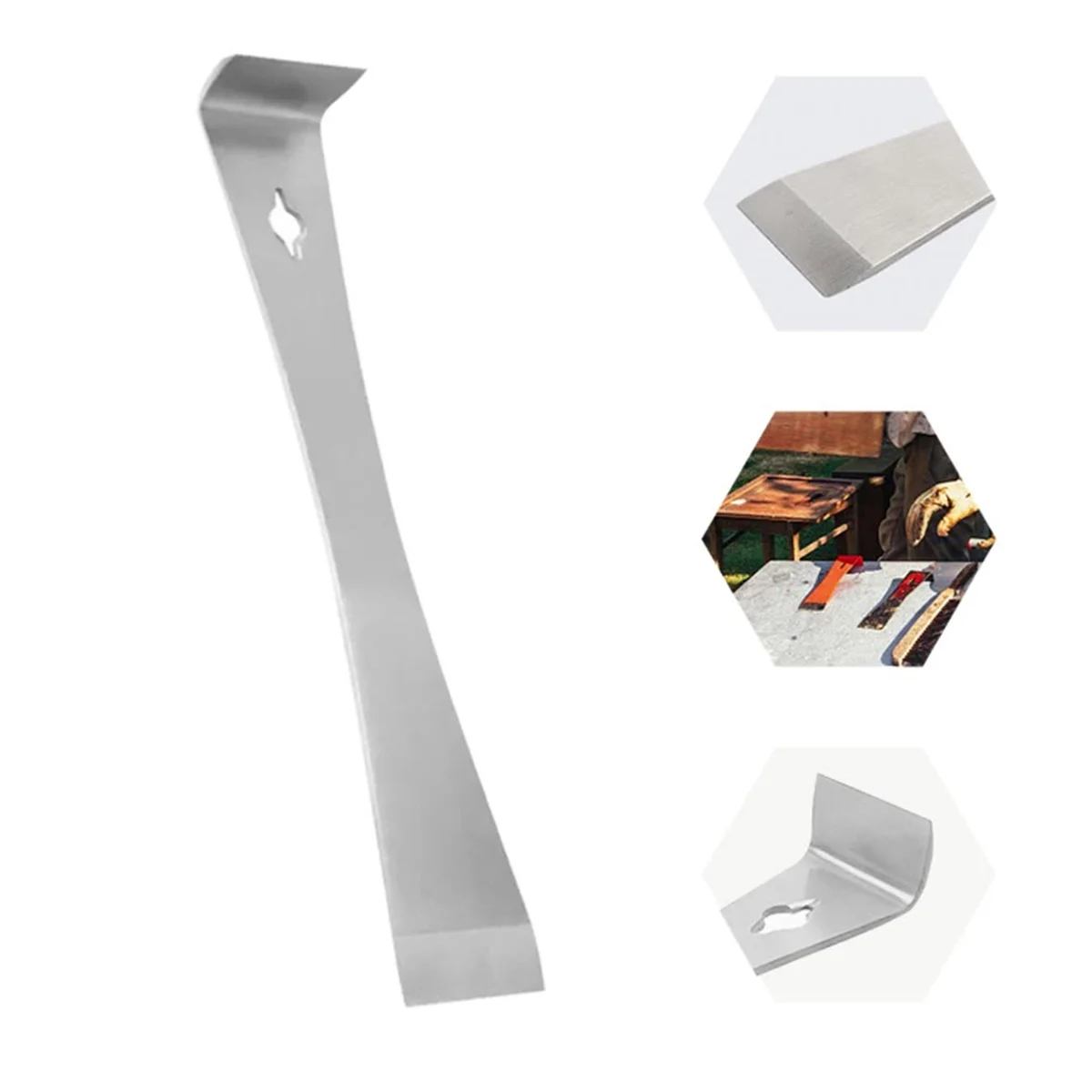 ABNH 2PCS Barra di leva Raschietto Estrattore per chiodi Piede di porco piatto in acciaio inossidabile Bordo angolato Barra di leva per tirare e raschiare Strumento Ape Gear