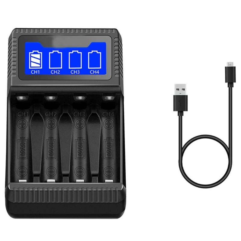 High-Speed 4 Slot AA AAA Battery USB Charging LCD Display