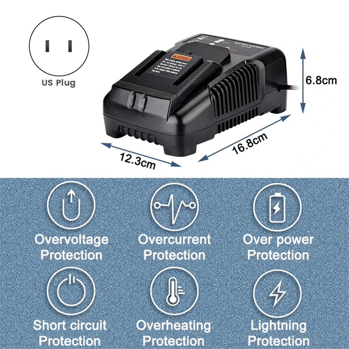 Carregador al1218 para bateria de lítio aeg 18v l1815g l1820r l1820s l1825r l1830r l1840r carregamento rápido 2a eua plug