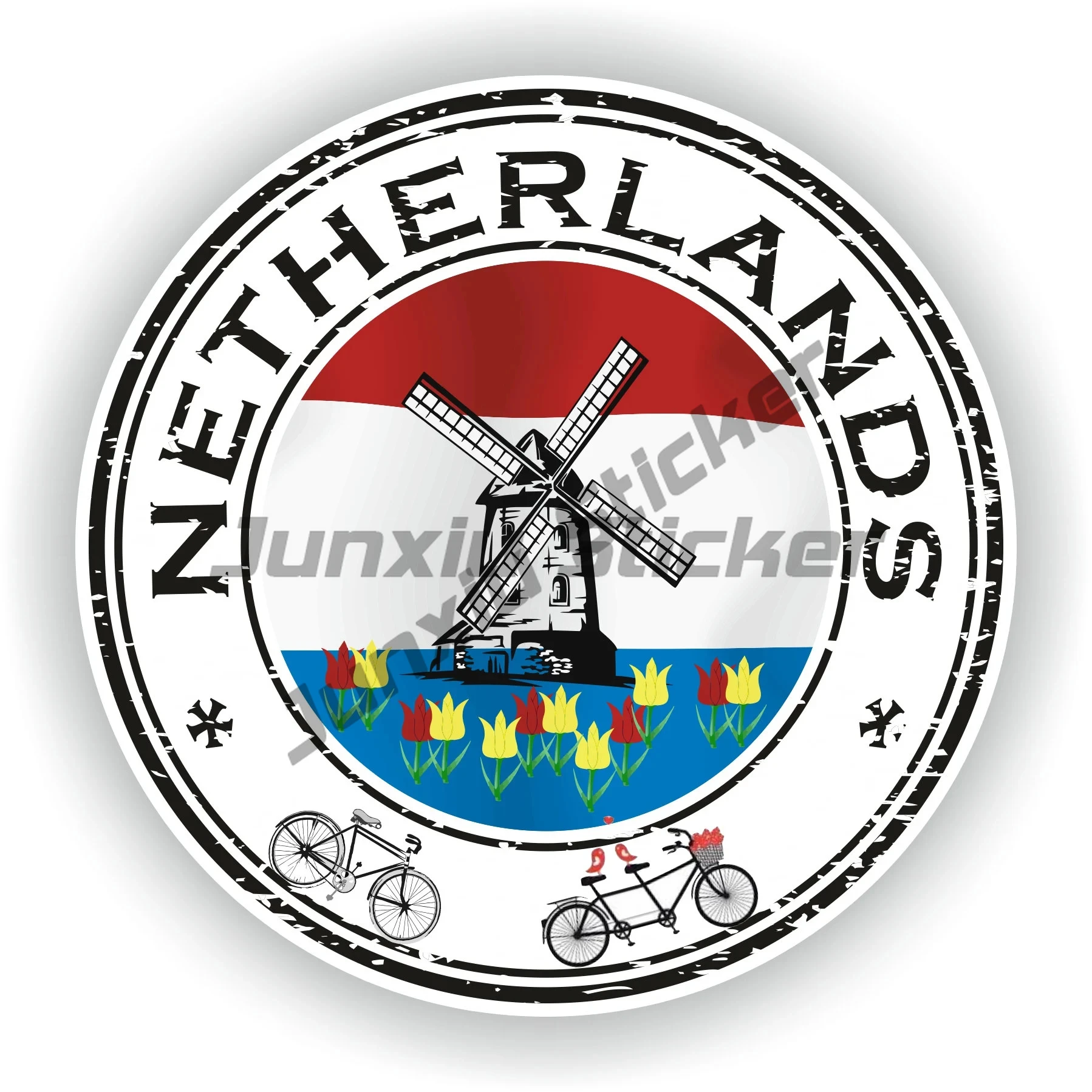 

Holland Union Jack Mixed Flag Vinyl Decal Netherlands Amsterdam Windmill City Bike Country Code NL Oval Decal Travel Accessory