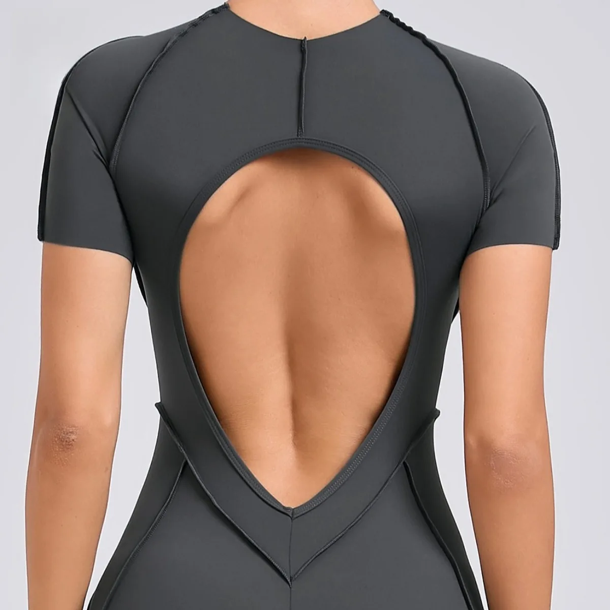 جديد الخريف ثلاثية الأبعاد الجمالية الرياضة بذلة ملابس لليوجا قطعة واحدة ضيقة قصيرة الأكمام عارية الذراعين بذلة اللياقة البدنية الملابس #3