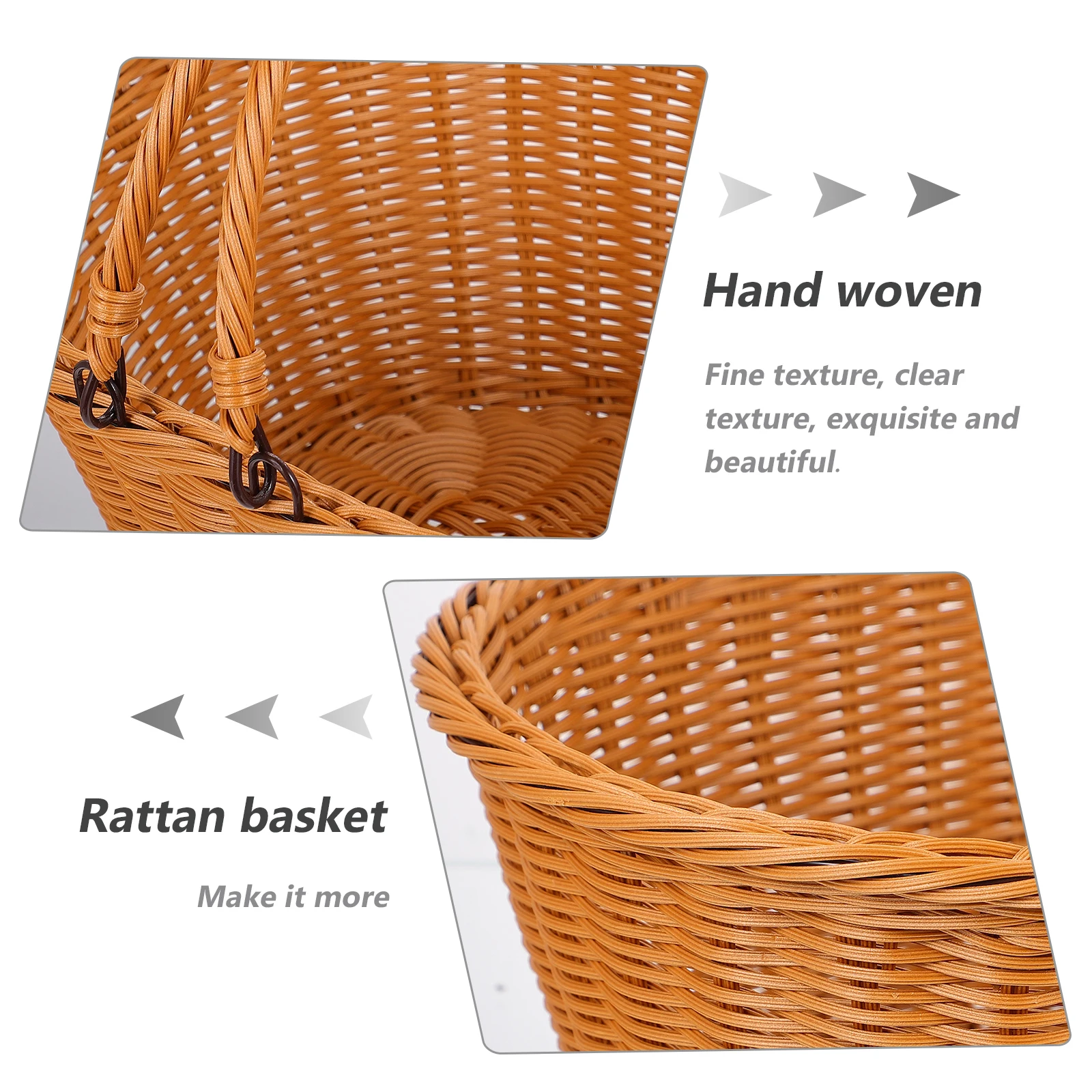 

1pc Plastic Rattan Storage Basket Fine Texture Multifunctional Home Picnic Shopping Restaurant Portable Safe Small Size