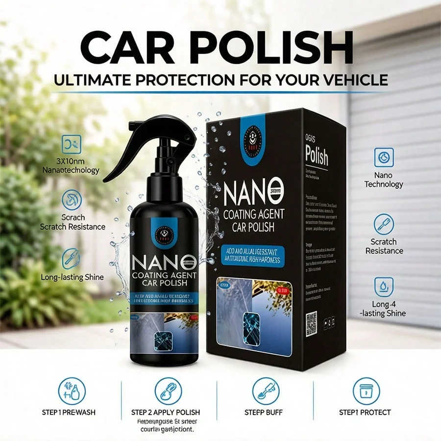 Spray de Protección para Pintura de Autos - Tecnología de Recubrimiento Nano Glass, Crea un Acabado Transparente, Protege Contra Rayos UV y Marcas de Remolino, para un Brillo de Exhibición