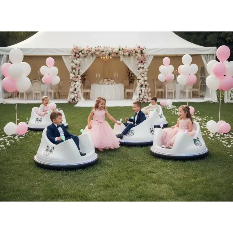Electric Ride-On Car for Kids with LED Lights and Bumper 12V Battery Indoor/Outdoor Use for Shopping Mall & Daycare