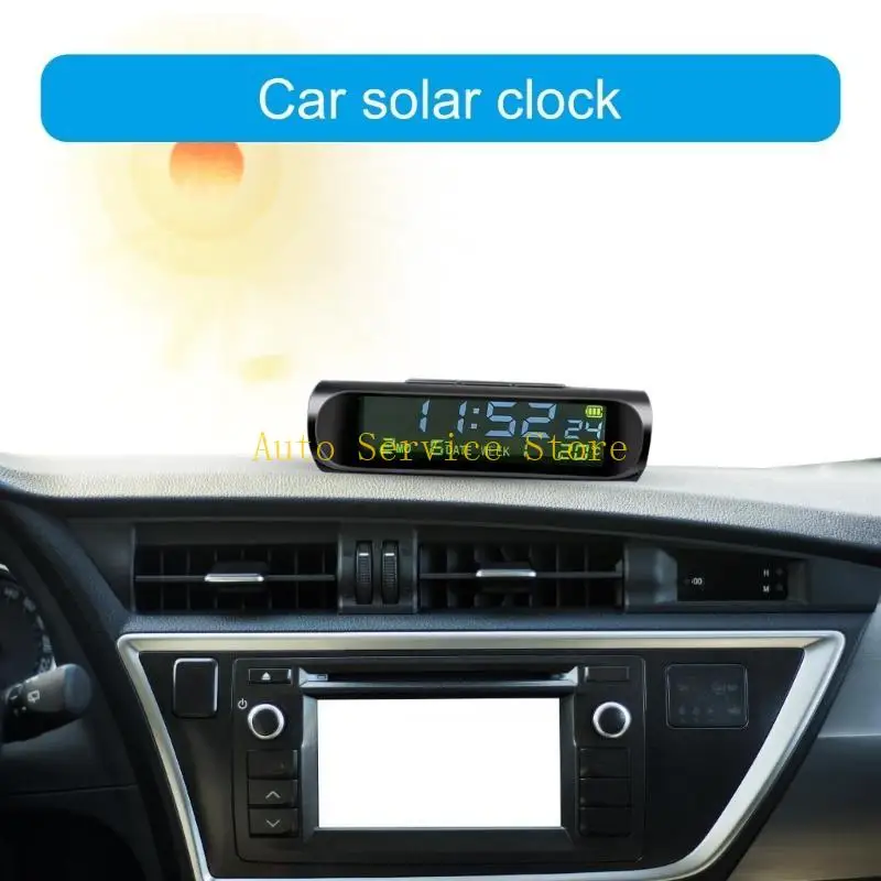 462A Solar Car Digital Clock Portable Multifunctional Electronic Time Monitors Calendar Date Temperature LCD Display