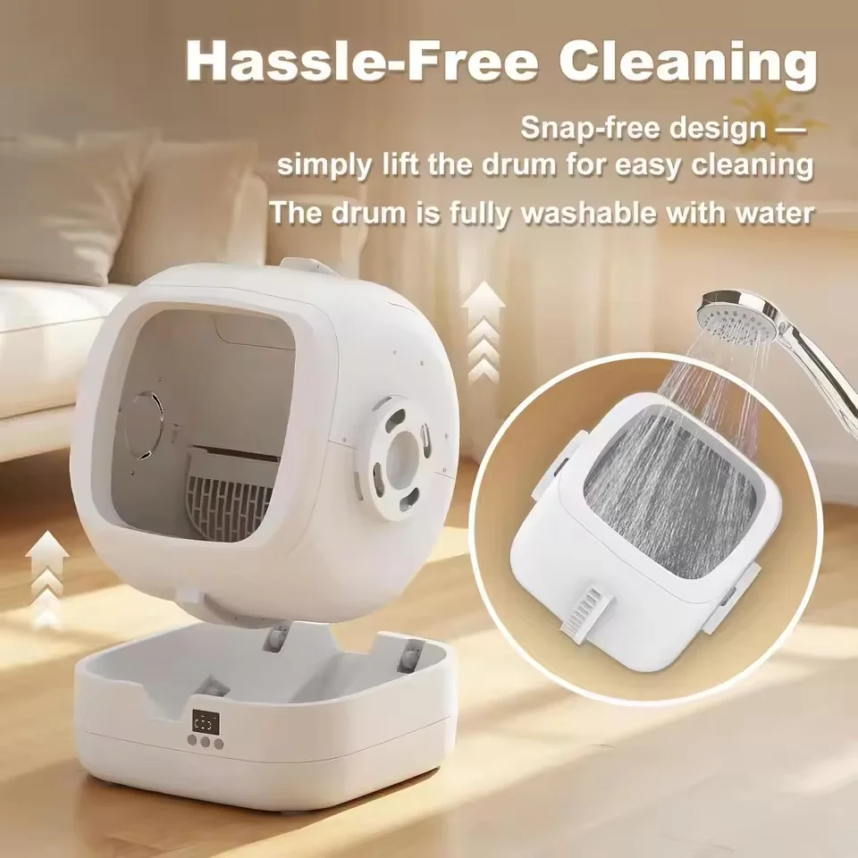 Automatic litter box, low-noise app-controlled litter box, precise weight sensor and anti-squeeze safety design