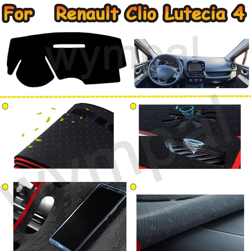 

Коврик для приборной панели, накидка для Renault Clio Lutecia 4 IV 2013-2020, солнцезащитный козырек, автоматический внутренний защитный коврик