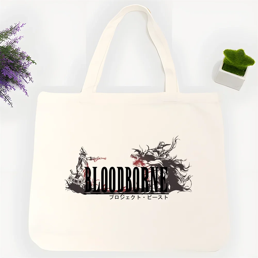 bloodborne Canvas Tote Bag Casual Shoulder School Bags Reusable Women's Shopping Bag