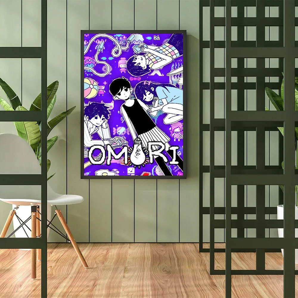 Omori Self-adhesive Art Poster Fancy Wall Sticker for Living Room Bar Decoration Vintage Decorative Painting