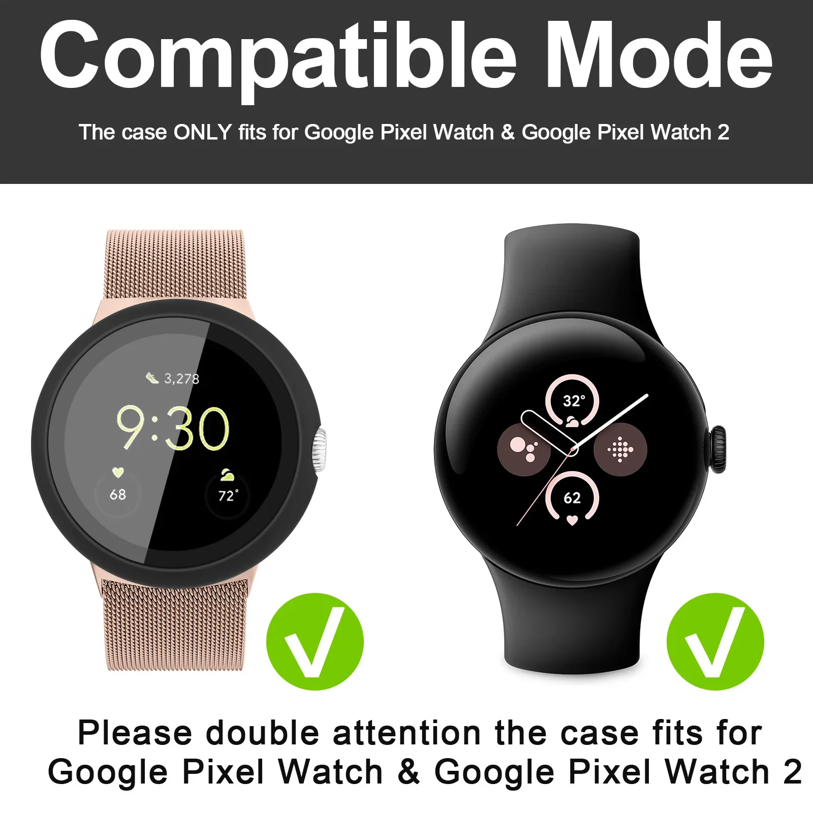 Glass+Case For Google Pixel Watch PC Protective Case Shell Screen Protector For Google Pixel Watch 2/1 image 2