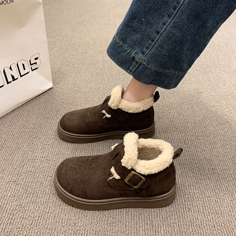 Nuevas botas de nieve de Invierno para Mujer, zapatos cálidos de algodón de felpa gruesa para Mujer, botas de invierno a la moda para Mujer, Zapatillas para Mujer