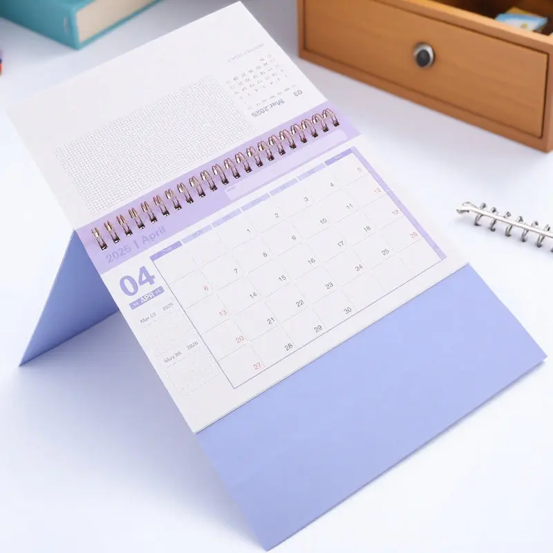 

English Desktop Calendar Thick Paper Minimalist Design Portable Office Standing Monthly Date Display Desk Calendar 2024 Table