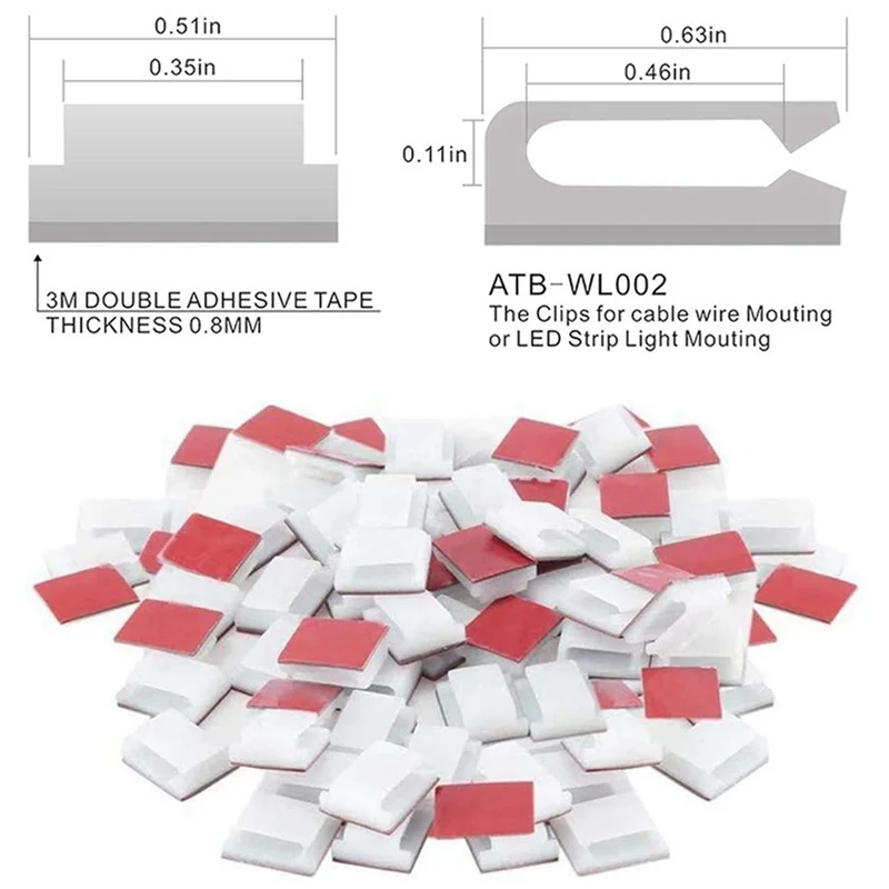 

【Hot Cake】Самоклеящиеся монтажные кронштейны и зажимы для светодиодных лент, зажимы для светодиодных лент, держатель для светодиодных лент (500 упаковок белого цвета