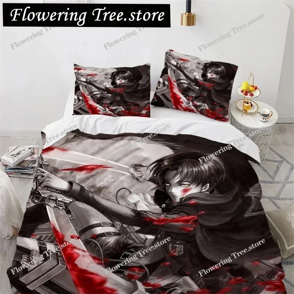 

Anime New Titan Duvet Covers,3D Printed Attack on Titan Bedding Set,Cartoon Quilt Cover Double Full Twin Single Size Bed Linen