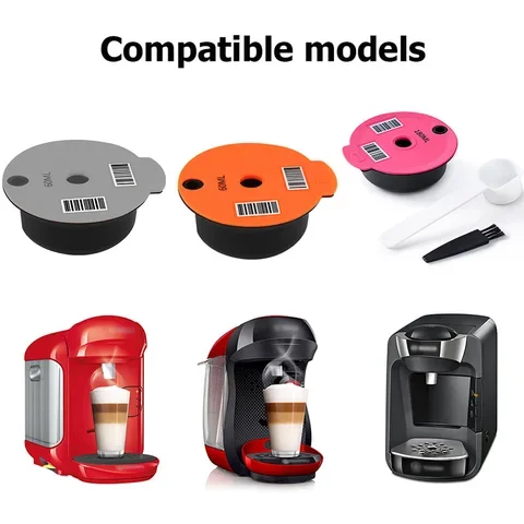 Coffee Machine Reusable Capsule Coffee Cup Filter Baskets Pod And Spoon Brush For Bosch-s Tassimo Cafe Kitchen Gadgets