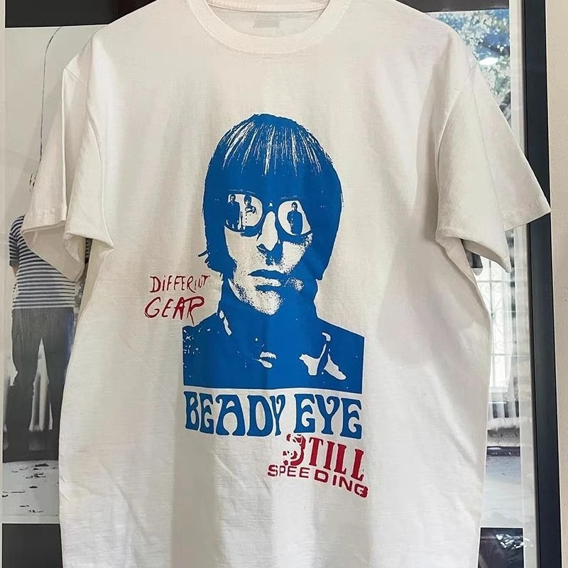 

Американская винтажная мужская и женская футболка с короткими рукавами Beady Eye Frontman Liam Gallagher of The Band Bubble Eye