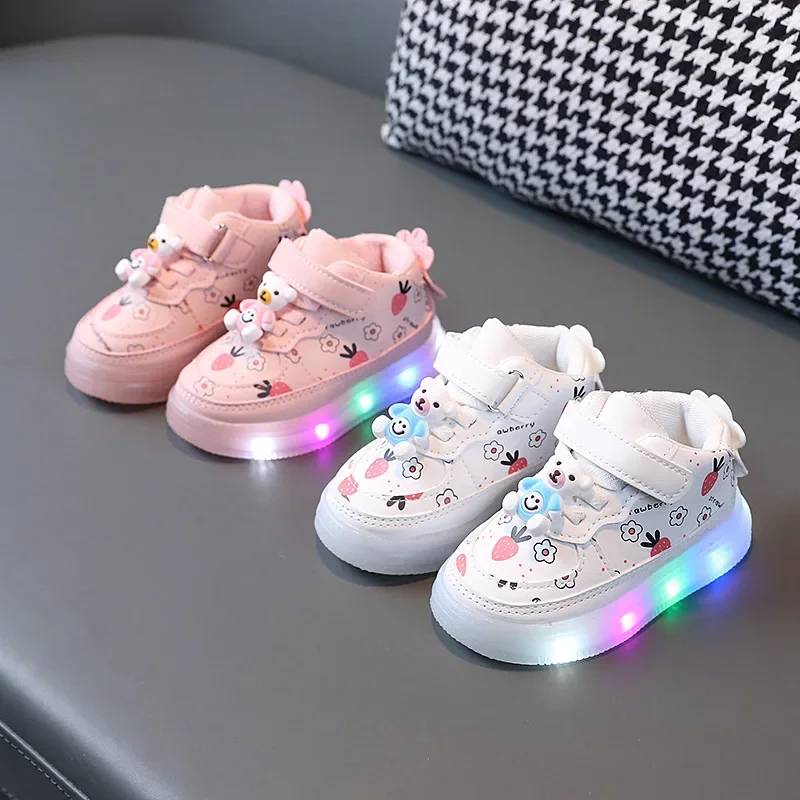 Children Led Shoes for Girls Luminous Lighted Casual Fashion Breathable Baby Boys Girls Sport Running Soft Bottom Kids Sneakers