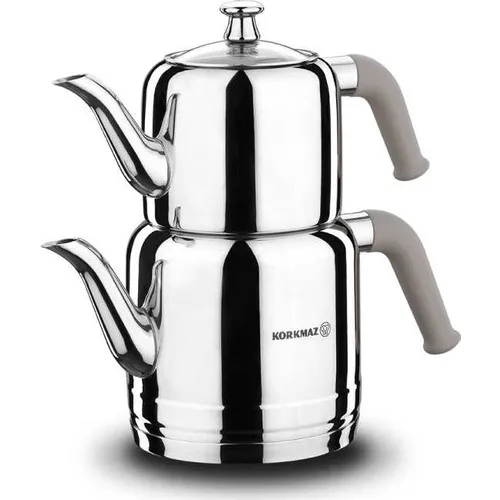 Korkmaz A189-02 Riva Steel Teapot Set Beige