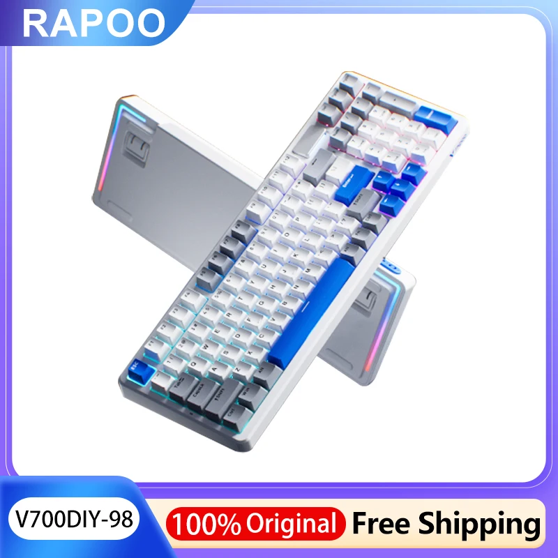 

New RAPOO V700DIY-98 Customized Wirelsee Tri-Mode Mechanical Keyboard Ergonomic Esport Hot Swap Gasket Structure 4000mah Battery