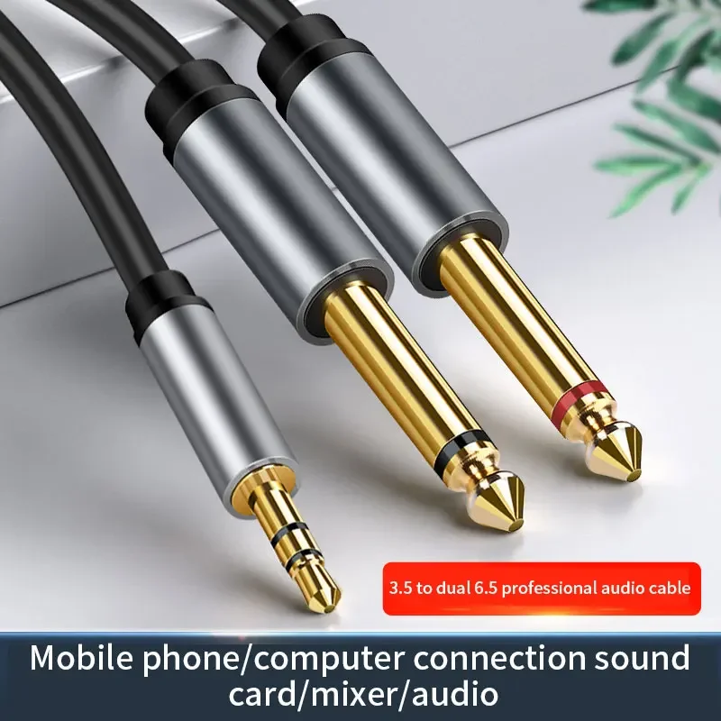 3.5mm to Double 6.5mm Aux TRS Cable Male Mono 6.5 Jack to Stereo 3.5 Jack Audio Cable For Speaker Mixer Amplifier 6.35mm Adapter