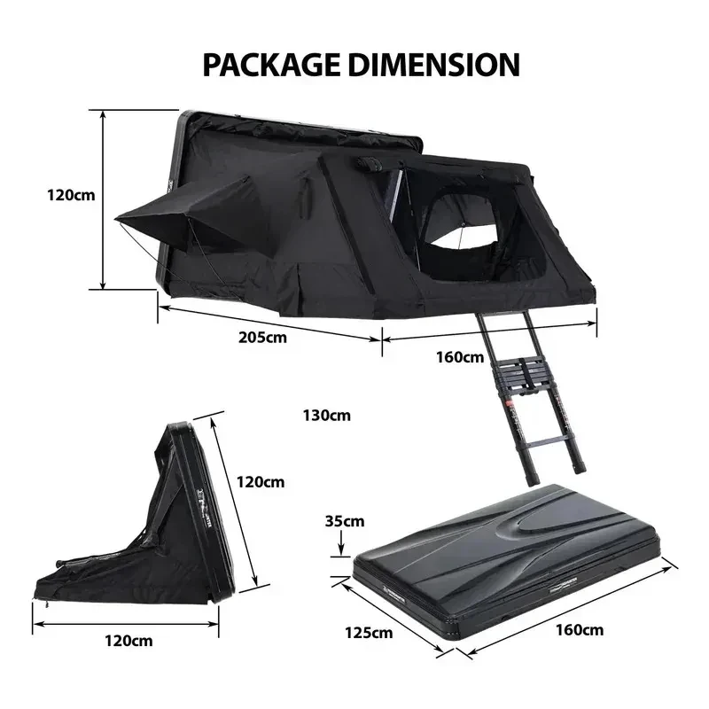 

1-2 persons camping 4x4 overland SUV truck vehicle rollover ABS hard rooftop tent