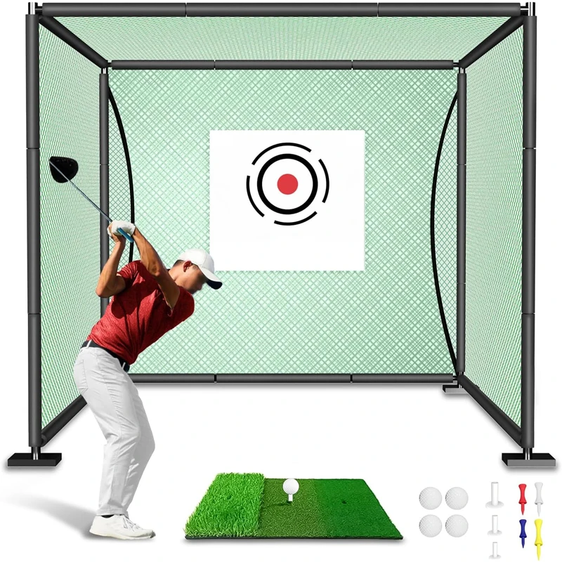 Indoor Outdoor Swing Chipping Practice Backyard Driving Hitting Net Golf Driving Cage with Steel Frame