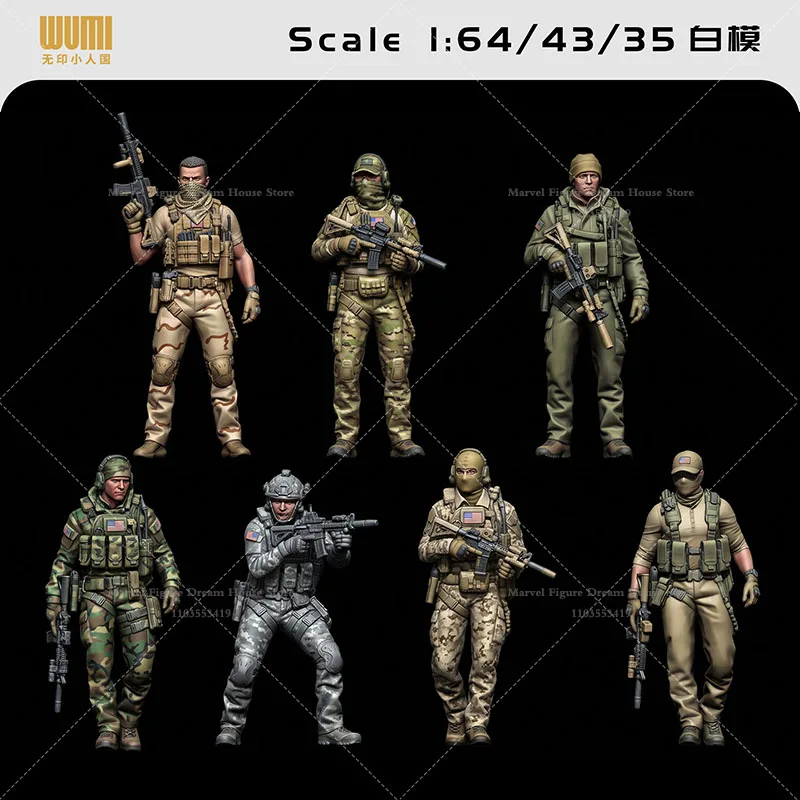1/64 Scale Miniature Scene Dolls Un-panited White Figure Mini Male Model Military Themed Modern Mercenary Combat Soldier