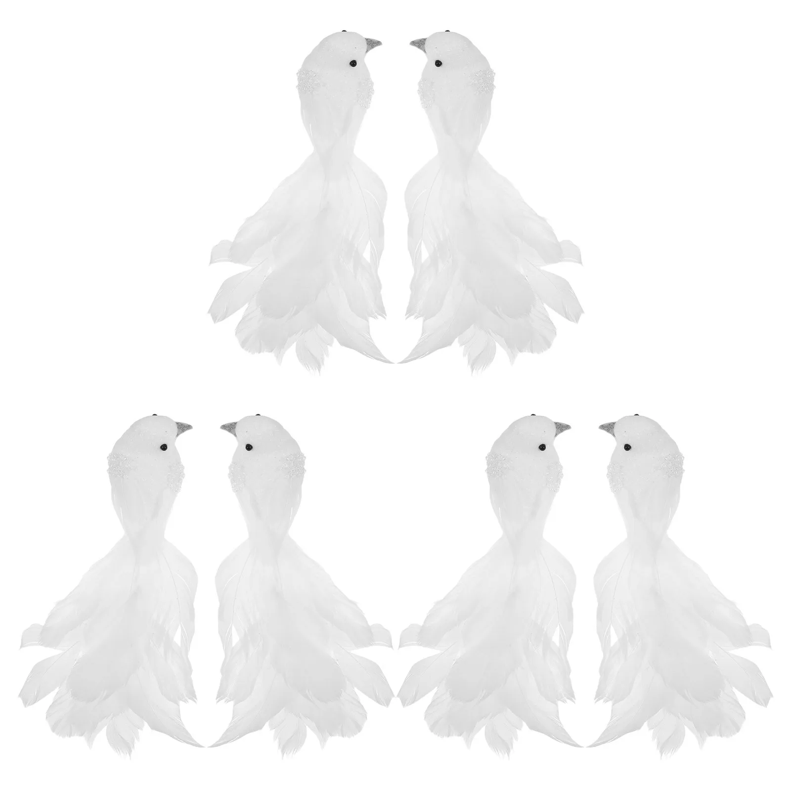 

6Pcs Artificial Feathered Foam Birds Realistic Clip-on Bird Decorations for Wedding Garden Home Christmas Holiday Party White