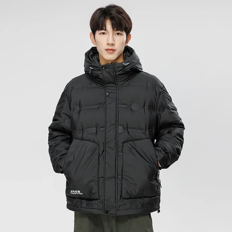 

Winter hooded down jacket for men's autumn and winter new loose fitting casual harbor trend brand sports warm top coat