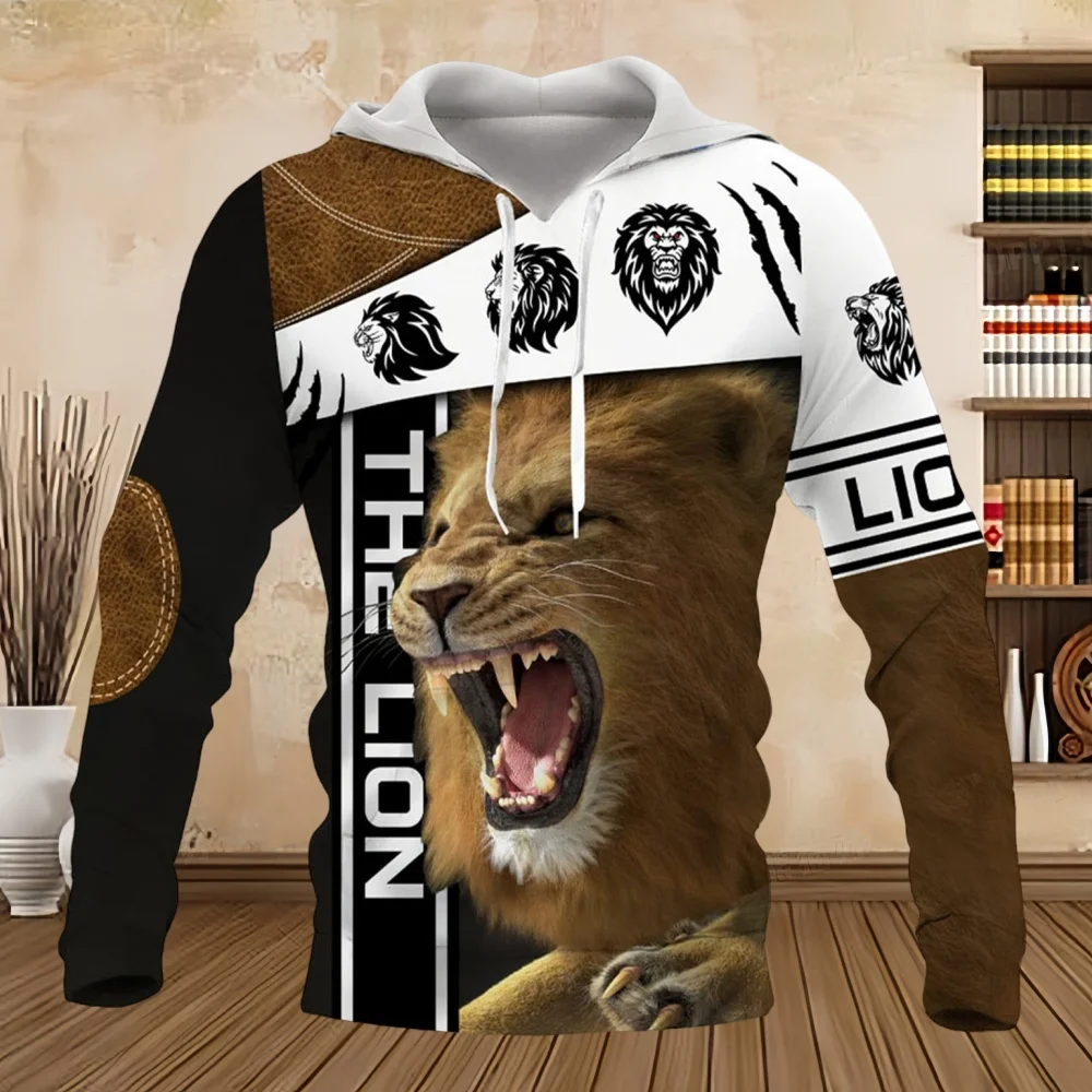 Sweat à capuche vintage imprimé en 3D pour hommes, motif animal de combat, sweat-shirt de proximité, sport, kangourou, haut de poche, vêtements décontractés, 2024