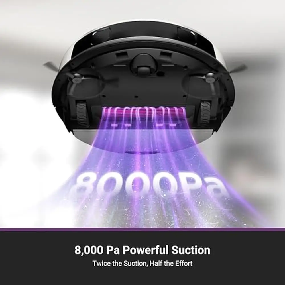 Self-Emptying Robot Vacuum 8000Pa Powerful Suction V-Shaped Brush LiDAR Navigation No-Go Zone 45-Day Dust Capacity White 2.4G