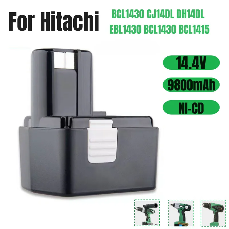 Подходит для аккумулятора для электроинструмента Hitachi 14,4 В, 9,8 Ач, аккумулятор для отвертки NI-CD EB1414S 319104 319933   EB1412S EB1420RS DH 14DL