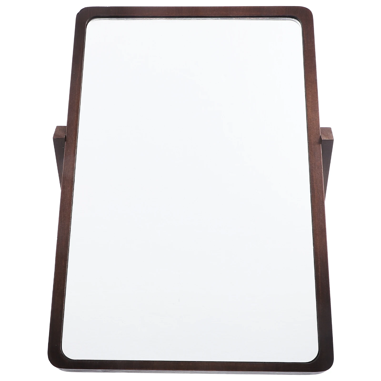 Espejo de maquillaje de escritorio individual, diseño plegable de madera, espejo de mesa estable con reflejo de alta definición transparente para el hogar