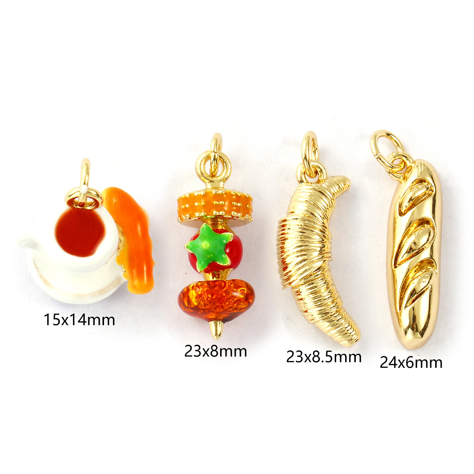Doreen Box 1pc Cute Brass Charms 18k Gold Plated 3d Coffee Brown Enamel Bread Cup Cake Pendant For Necklace Jewelry Making Gift