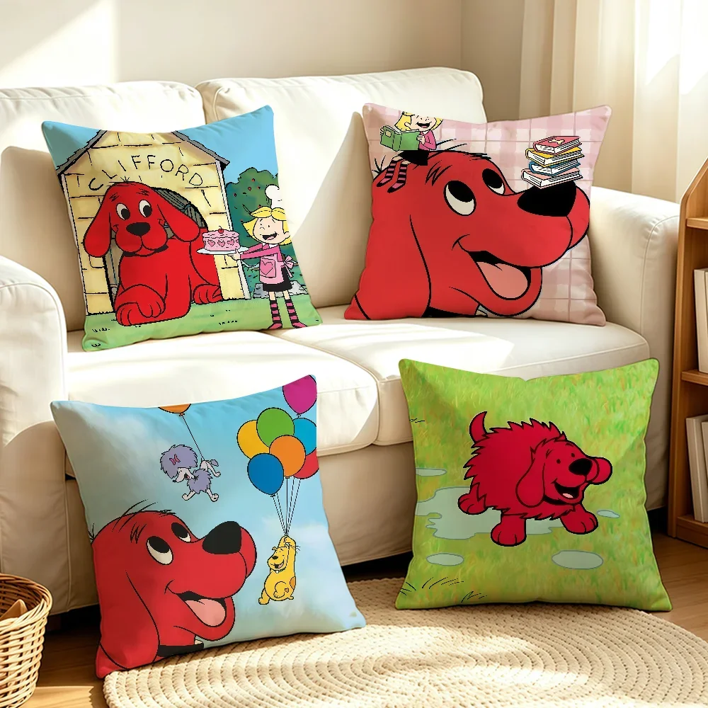 Cartoon C-Clifford the Big Red D-Dog cushion cover Soft Smooth Hidden Zipper Washable Decorative Couch Office Housewarming Gift
