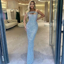 2024 Glitter Women's Evening Dresses Sexy Off Shoulder Mermaid Pearl Embroidery Princess Prom Gown Fashion Celebrity Formal Part