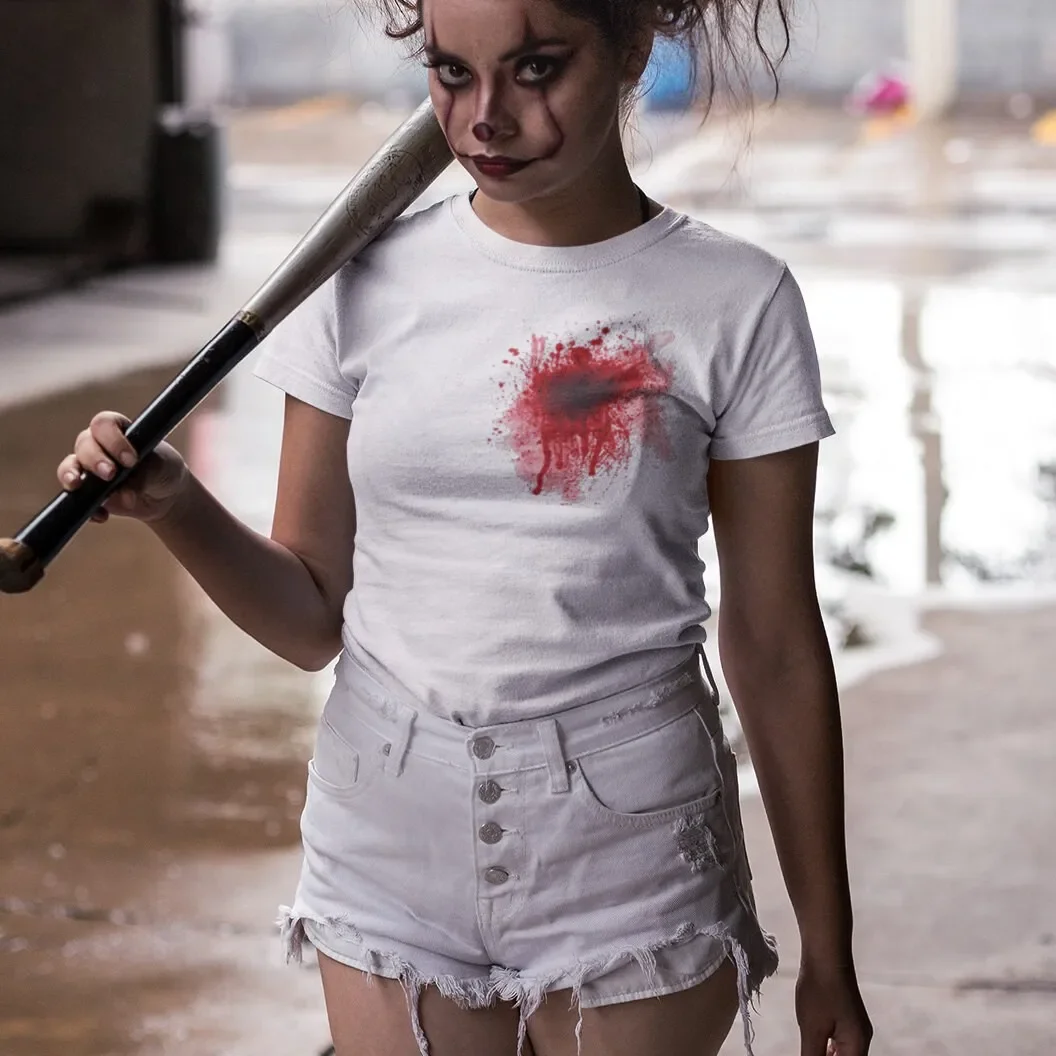 Gun Shot T Shirt Great Halloween Digitally for Smooth finish