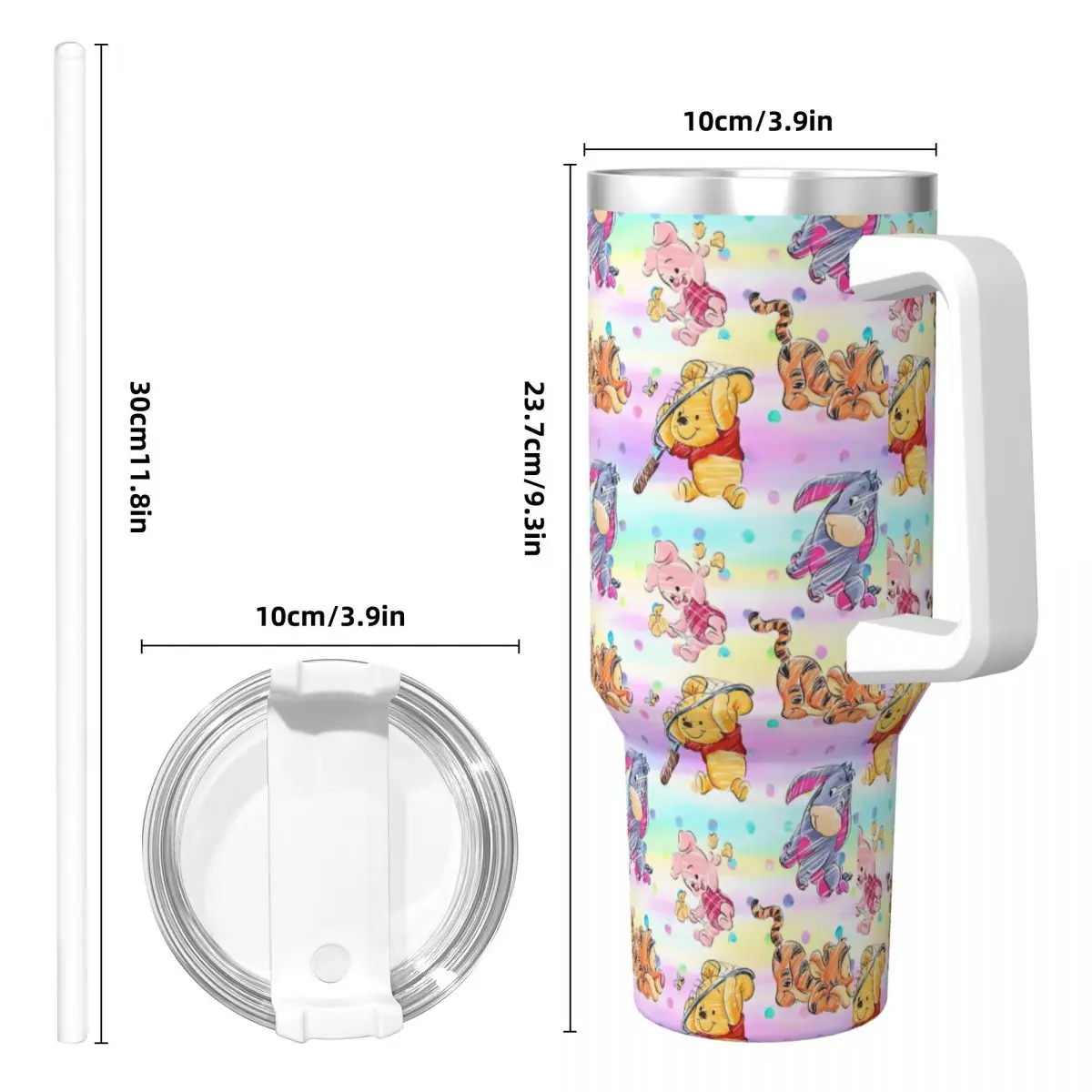 Vaso de acero inoxidable Winnie The Pooh, taza de café portátil, tazas de coche frías y calientes, diseño de travelista, botella de agua