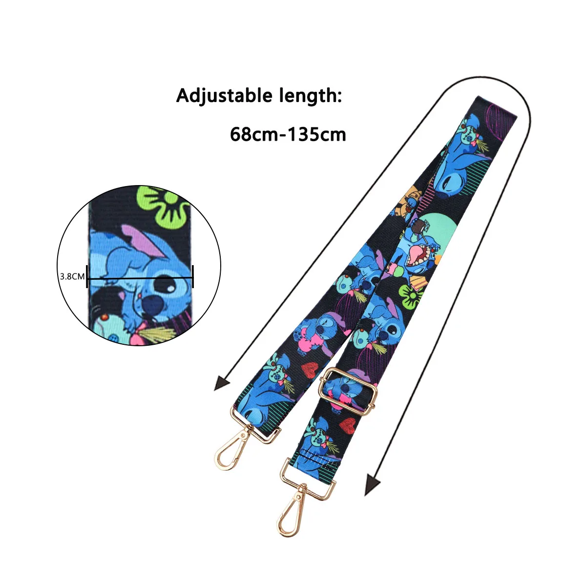 Cartoon Monster Stitch Nylon Shoulder Bag Strap Adjustable Women Handbag Strap Metal Buckle Soft Strap Shoulder Bag Accessories