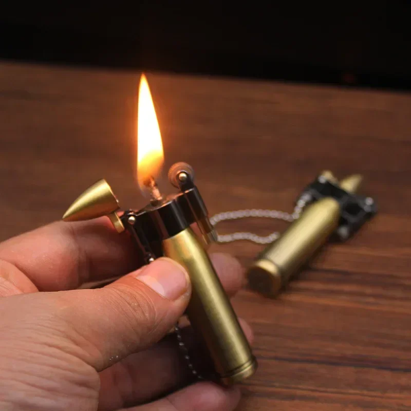 New Bullet Cigarette Lighter Metal Kerosene Lighter Torch Lighters Men\'s Gift Mini Cool Smoking Accessories Grinding Wheel Flame