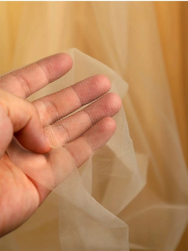 Champagne Nude Soft Tulle Fabric Sheer Lace Netting for Wedding Ceiling Drapery, Bridal Gown Dress DIY Backdrop Sewing