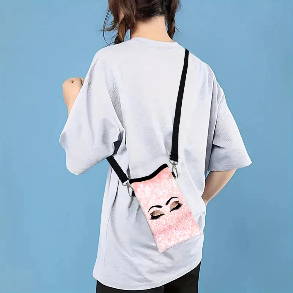 

Character Eyes Phone Pouch with Lanyard, Exquisite Pattern Print Crossbody Bag Shoulder Bag Mobile Phone Case12.4