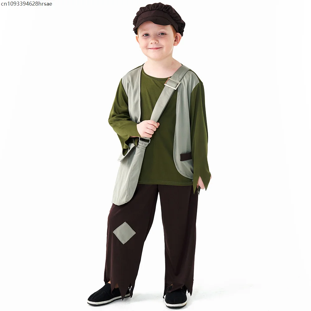 

2025 Yorkshire Tudor Poor Man Child Halloween Outfit Victorian Poor Boy Peasant Oliver Historical Dickens Fancy Dress Costume