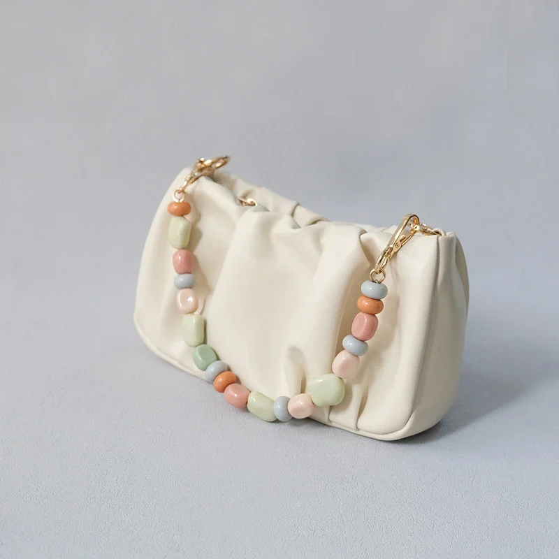 New Woman Bag Strap Accessory Vintage Amber Acrylic Resin Beads Parts Luxury Handcrafted Wristband Women Cute Bag Handle Chain