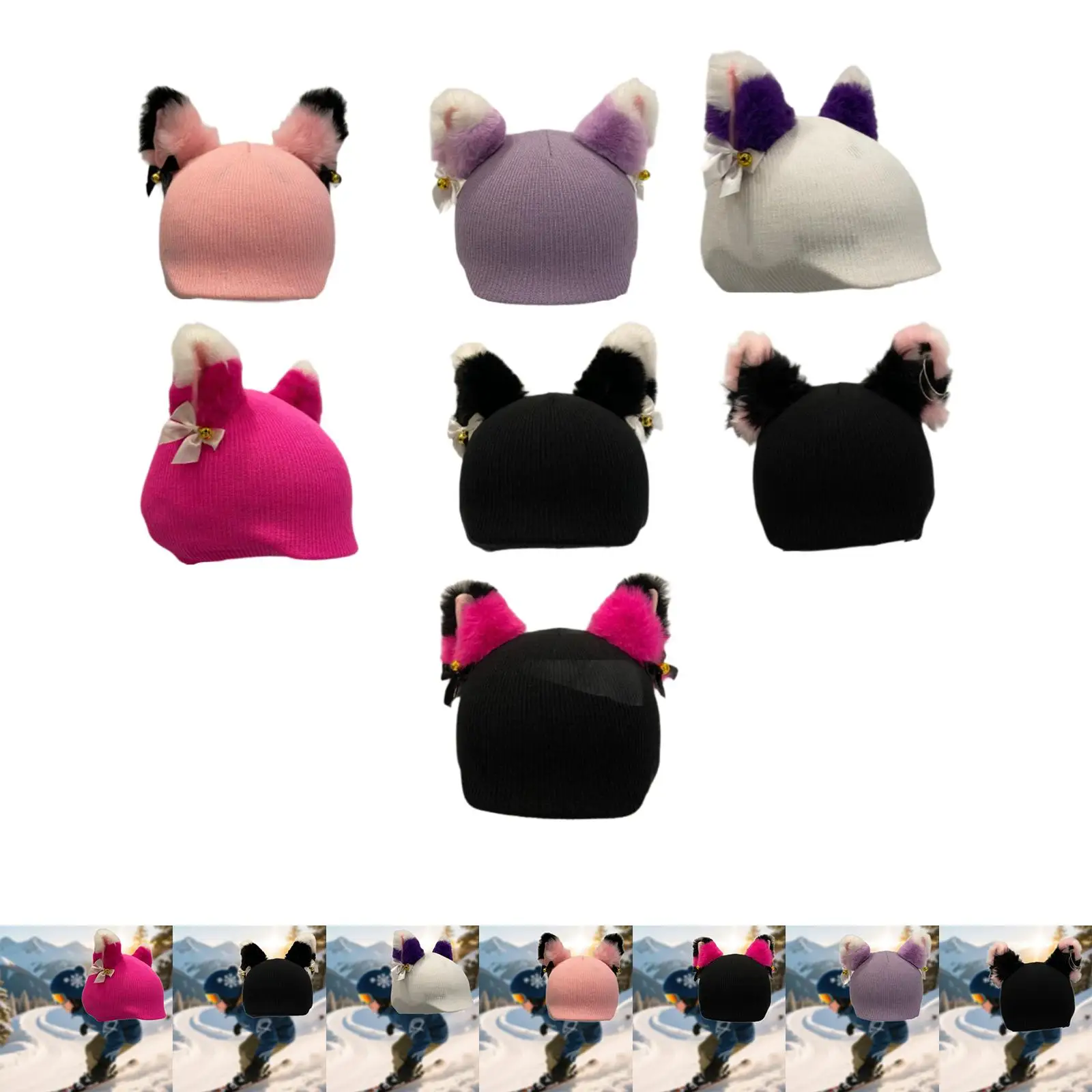 

Мягкий чехол для лыжного шлема с мультяшным принтом, теплый зимний головной убор, забавная вязаная шапка, аксессуары для шлема, для лыж, скейтборда, сноуборда