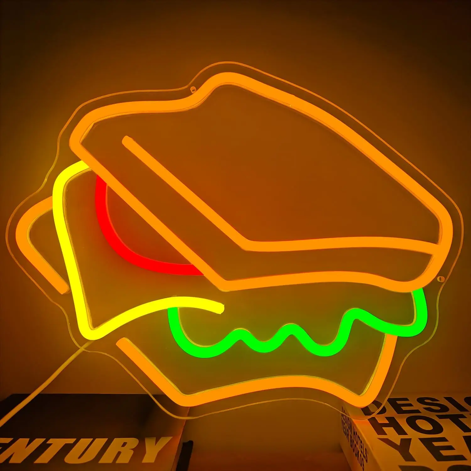 Sandwich Neon Sign Delicious Food LED Neon Light for Restaurant Cafe Kitchen Food Party Wall Decor USB Power Dimmable Snack Art